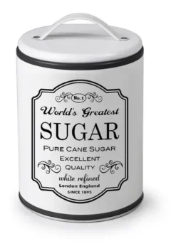 Bote Metálico Para Azucar Con Asa Redondo Blanco Marca Ibili