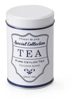 Bote Metálico Para Te Redondo Blanco 13 Cm Marca Ibili