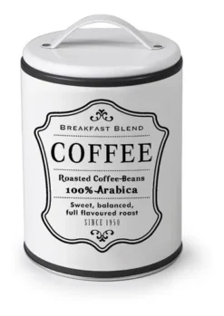 Bote Para Cafe Metallico Con Asa Redondo Blanco Marca Ibili