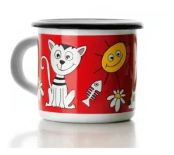 Taza O Pocillo De Peltre Decorado De 8 Cm Rojo Marca Ibili