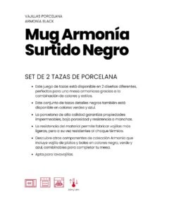 SET MUG ARMONIA NEGRO 0,36 LITROS IBILI 692001 -Default Template 4 mug armonia negro flor 360 ml ibili 692001 2