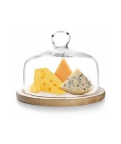 TAPA DE CRISTAL CON BASE DE MADERA 18CM IBILI 715518